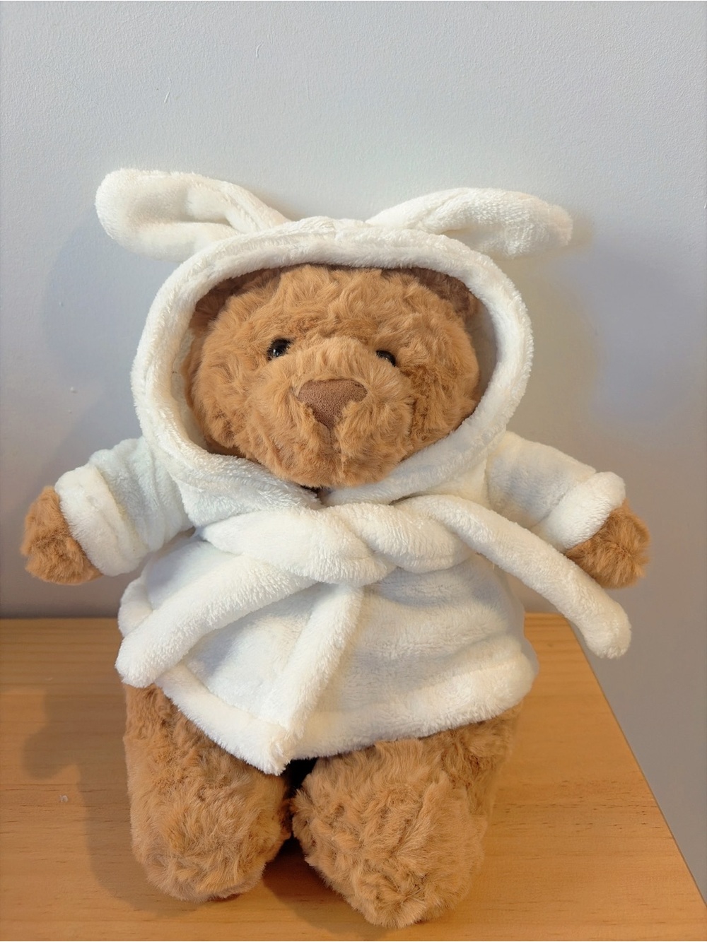 (NWOT)Jellycat Brown Bear in White Hooded Robe - Soft Kids Toy
